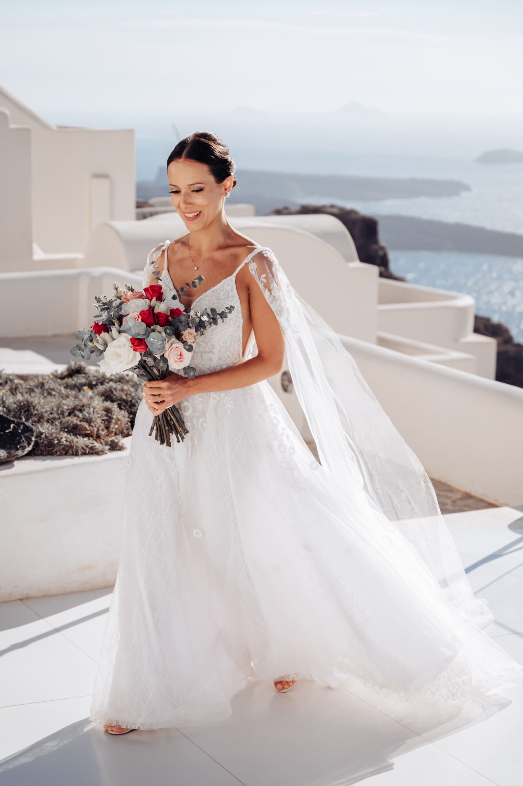 Noiva em Santorini, Grécia