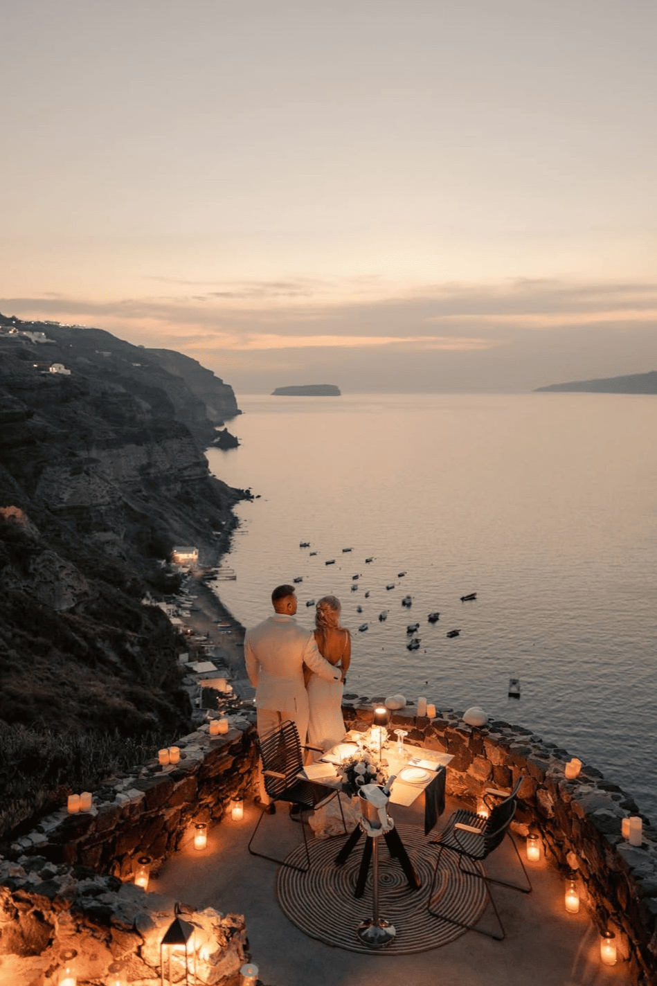 Casamento Santorini Casal Jantar Romantico Por do Sol