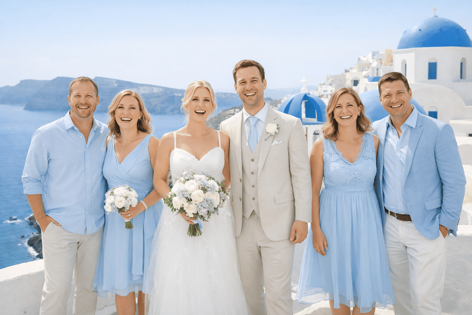 Convidados e Noivos em Santorini, Grecia