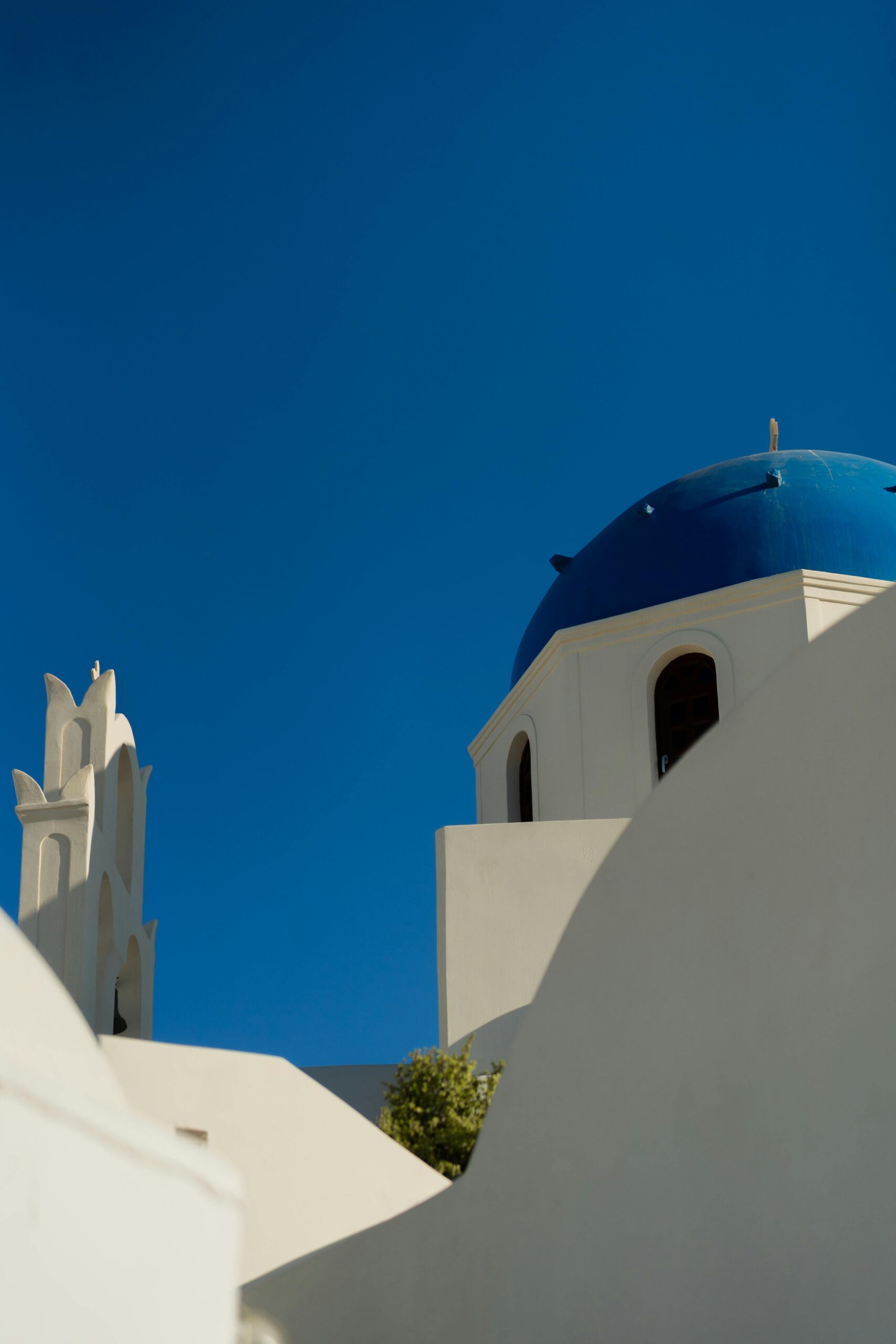 Igreja e cupula azul Santorini, Grecia