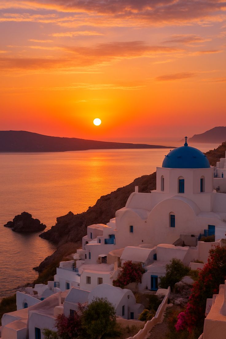 magic sunset in Santorini