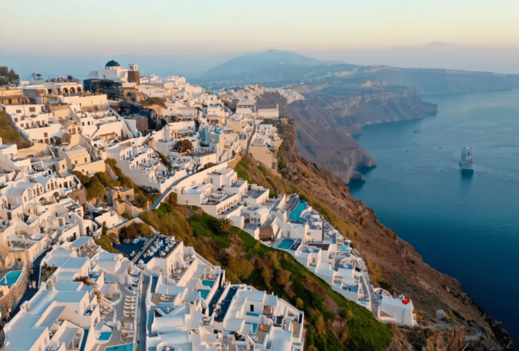 Vista da caldeira de Santorini, Grécia
